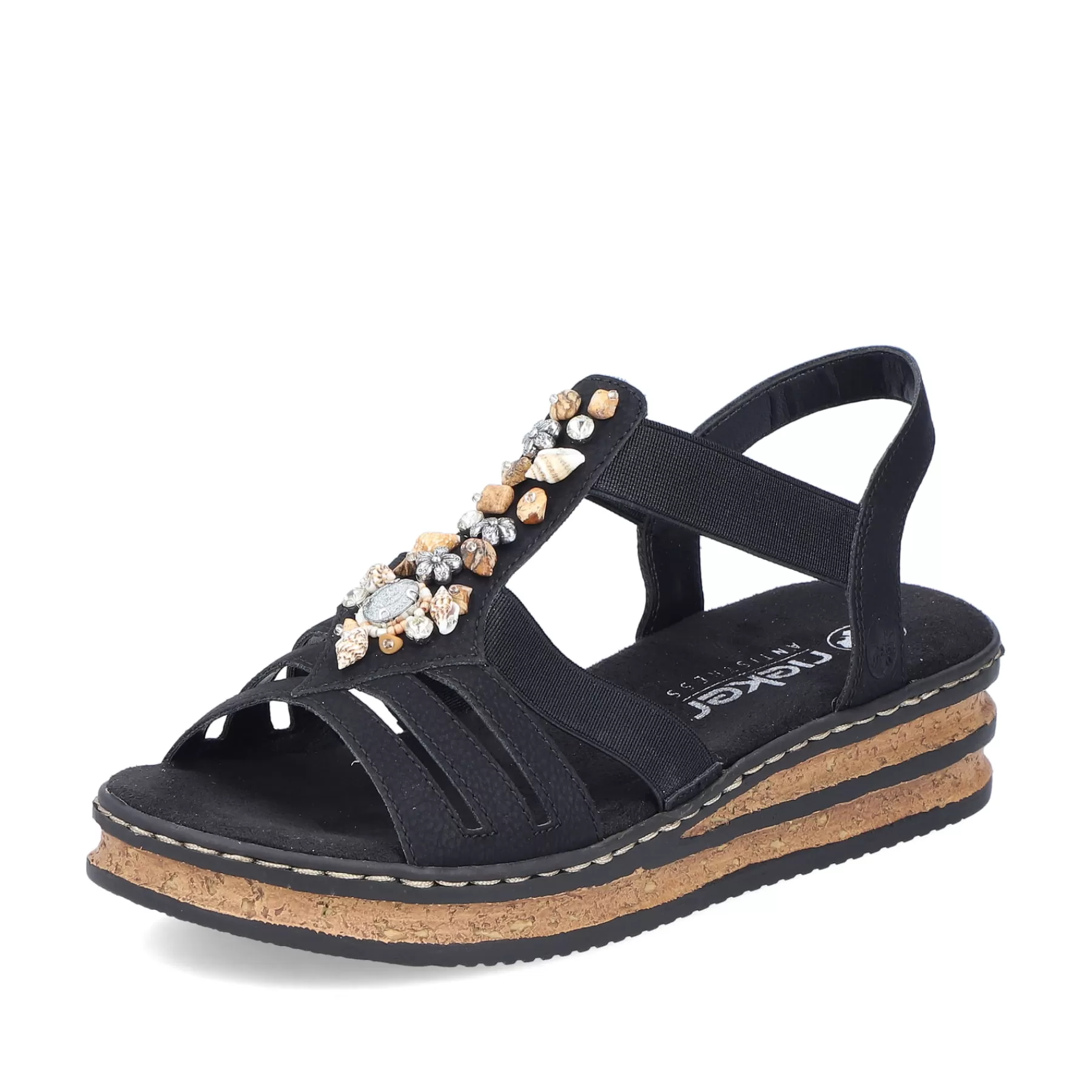 Shop Damskie Sandaly Na Koturnie W Kolorze Ciemnej Czerni Damski Buty Z Obcasami