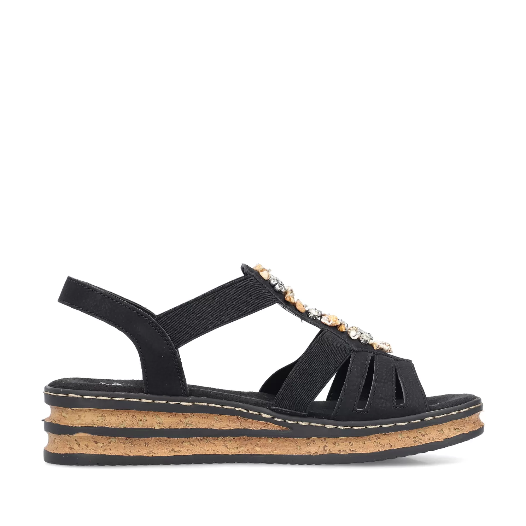 Shop Damskie Sandaly Na Koturnie W Kolorze Ciemnej Czerni Damski Buty Z Obcasami