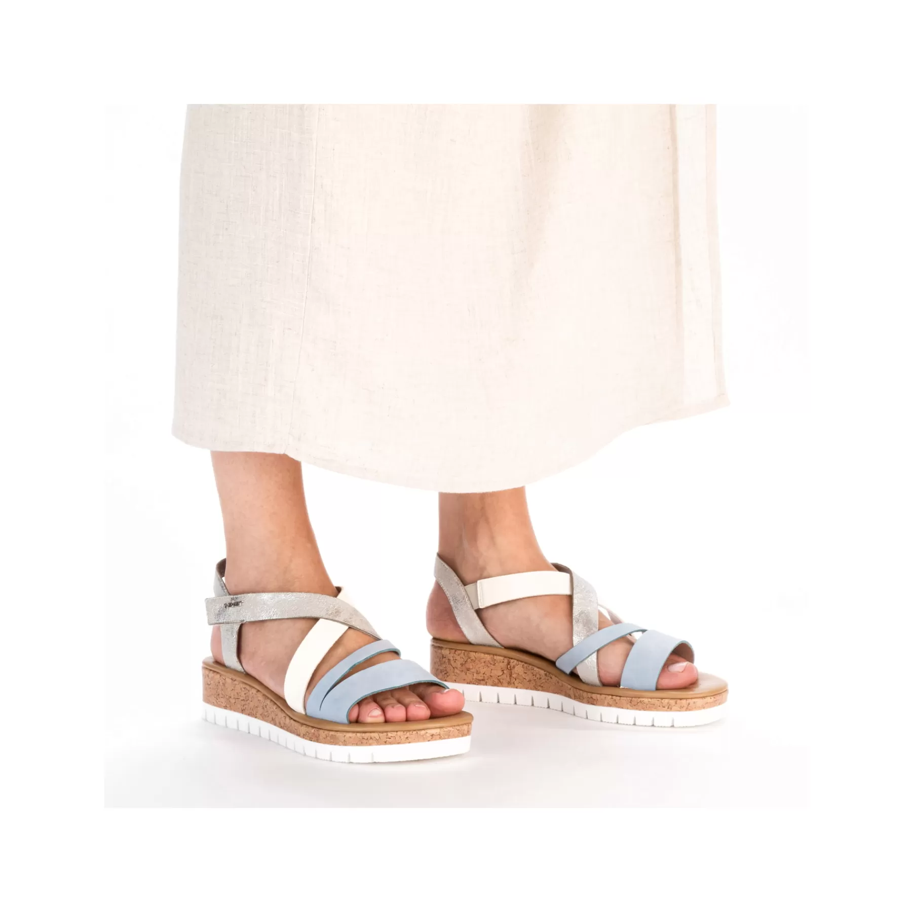 Clearance Damskie Sandaly Na Koturnie W Kolorze Pastelowego Blekitu Damski Buty Z Obcasami