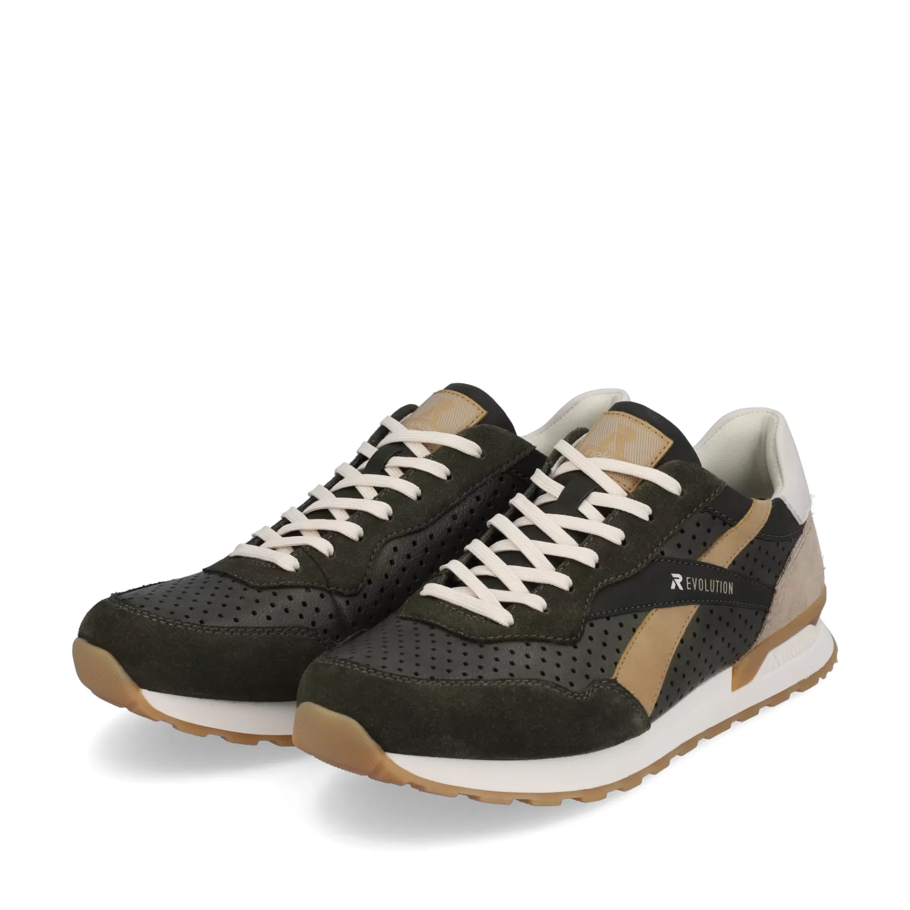 Fashion Meskie Tenisowki Niskie W Kolorze Lesnej Zieleni I Bezu Gliniastego Meskie Trampki