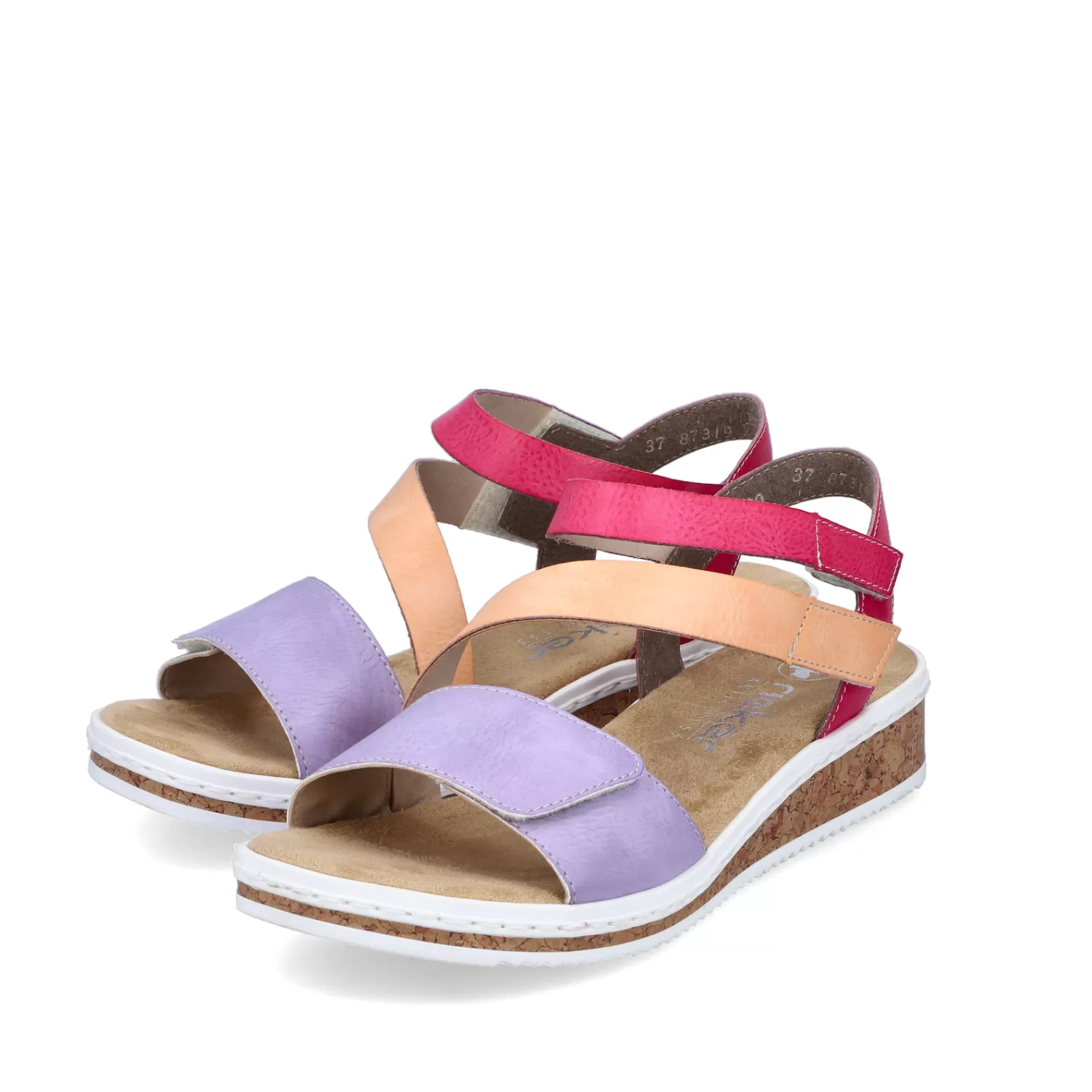 Fashion Sandaly Damskie Na Koturnie Fioletowo-Rozowo-Lososiowe Damski Buty Z Obcasami